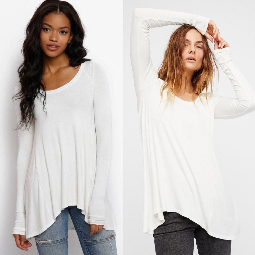 Free People White Long Sleeve Blouse